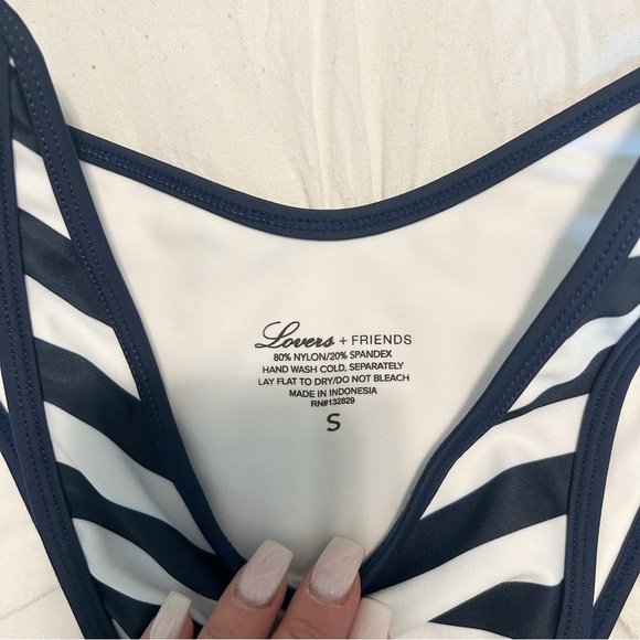 Lovers + Friends Swim Valora Blue White Striped Bikini Set M - Picture 5 of 7